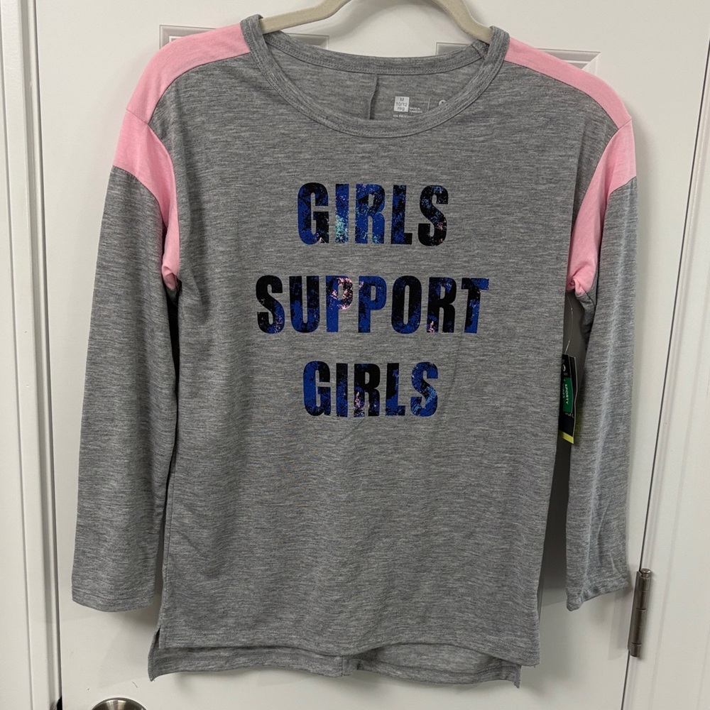 Xersion Gray and Pink Long Sleeve Tee with Empowering Message.  NWT